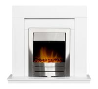 Adam Malmo Fireplace In White With Colorado Electric Fire In Brushed Steel, 39 Inch