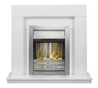 Adam Malmo Fireplace in White with Helios Electric Fire in Brushed Steel, 39 Inch