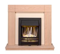 Adam Malmo in Oak & Black/Cream with Helios Electric Fire in Black, 39