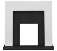 Adam Miami Fireplace in Pure White and Black Granite, 48 Inch