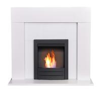 Adam Miami Fireplace in Pure White with Colorado Bio Ethanol Fire in Black, 48 Inch
