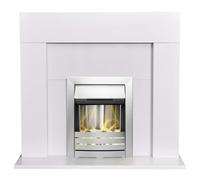 Adam Miami Fireplace in Pure White with Helios Electric Fire in Brushed Steel, 48 Inch