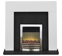 Adam Miami Fireplace Suite in Pure White and Granite with Eclipse Electric Fire in Chrome, 48 Inch