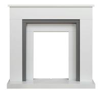 Adam Milan Fireplace in Pure White & Grey, 39 Inch