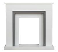 Adam Milan Fireplace in Pure White & Grey, 39 Inch