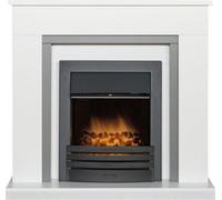 Adam Milan Fireplace In Pure White & Grey With Eclipse Electric Fire In Black, 39 Inch