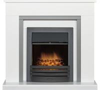 Adam Milan Fireplace in Pure White & Grey with Eclipse Electric Fire in Black, 39 Inch Adam Fires & Fireplaces Black One Size