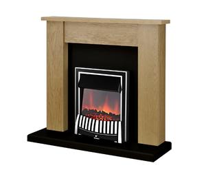 Adam New England Oak and Black Surround with Chrome Elan Electric Fire, 2000 Watt
