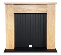 Adam New England Stove Fireplace in Oak & Black, 48 Inch