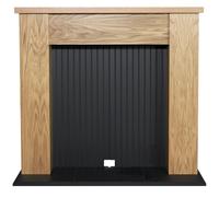 Adam New England Stove Fireplace in Oak & Black 48 Inch, Black