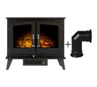 Adam Oak Beam, Hearth & Stove Pipe With Woodhouse Stove In Black