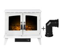 Adam Oak Beam, Hearth & Stove Pipe With Woodhouse Stove In White