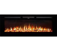 Adam Orlando 50 Inch Electric Fire, Inset or Wall Mounted Electric Fireplace, LED Flame Effect, Log & Crystal Fuel Bed, Multi-Colour Settings, Remote Control, 7-Day Timer, Thermostat, 1kW/2kW