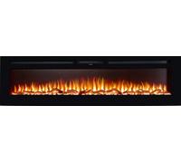 Adam Orlando Inset / Wall Mounted Electric Fire, 72 Inch, Black