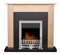 Adam Southwold Fireplace in Oak & Black with Blenheim Electric Fire in Chrome, 43 Inch