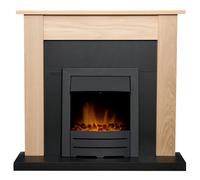 Adam Southwold Fireplace in Oak & Black with Colorado Electric Fire in Black, 43 Inch