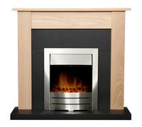 Adam Southwold Fireplace in Oak & Black with Colorado Electric Fire in Brushed Steel, 43 Inch