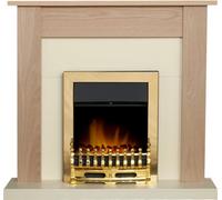 Adam Southwold Fireplace In Oak & Cream With Blenheim Electric Fire In Brass, 43 Inch