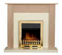 Adam Southwold Fireplace in Oak & Cream with Blenheim Electric Fire in Brass, 43 Inch