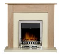 Adam Southwold Fireplace in Oak & Cream with Blenheim Electric Fire in Chrome, 43 Inch