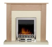 Adam Southwold Fireplace in Oak & Cream with Blenheim Electric Fire in Chrome, 43 Inch