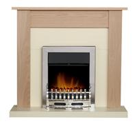 Adam Southwold Fireplace in Oak & Cream with Blenheim Electric Fire in Chrome, 43 Inch