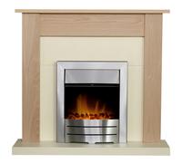 Adam Southwold Fireplace in Oak & Cream with Colorado Electric Fire in Brushed Steel, 43 Inch