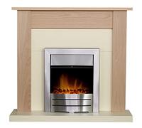 Adam Southwold Fireplace in Oak & Cream with Colorado Electric Fire in Brushed Steel, 43 Inch