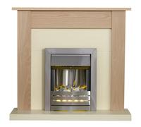 Adam Southwold Fireplace in Oak & Cream with Helios Electric Fire in Brushed Steel, 43 Inch