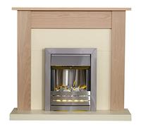 Adam Southwold Oak and Cream Suite with Helios Brushed Steel Electric Fire - 6851