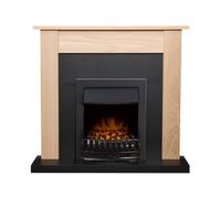 Adam Southwold Fireplace Suite In Oak And Black With Blenheim Electric Fire In Black, 43 Inches