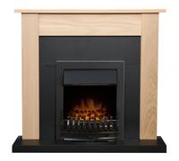 Adam Southwold Fireplace Suite in Oak and Black with Blenheim Electric Fire in Black, 43 Inches