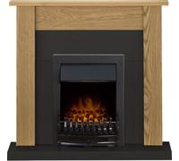Adam Southwold Fireplace Suite in Oak and Black with Blenheim Electric Fire in Black, 43 Inches