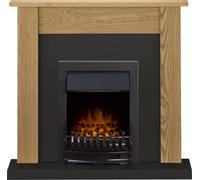 Adam Southwold Fireplace Suite in Oak and Black with Blenheim Electric Fire in Black, 43 Inches
