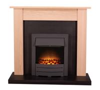 Adam Southwold Fireplace in Oak & Black with Colorado Electric Fire in Black, 43 Inch