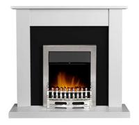 Adam Sutton Fireplace in Pure White & Black with Blenheim Electric Fire in Chrome, 43 Inch