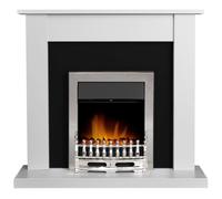 Adam Sutton Fireplace in Pure White & Black with Blenheim Electric Fire in Chrome, 43 Inch