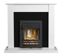 Adam Sutton Fireplace in Pure White & Black with Helios Electric Fire in Black, 43 Inch