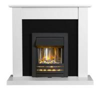 Adam Sutton Fireplace In Pure White & Black With Helios Electric Fire In Black, 43 Inch