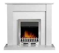 Adam Sutton Fireplace in Pure White with Blenheim Electric Fire In Chrome, 43 Inch Adam Fires & Fireplaces Grey One Size