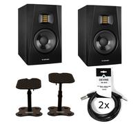 Adam T5V studio monitor set + stands + cables