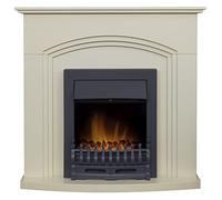 Adam Truro Fireplace in Cream with Blenheim Electric Fire in Black, 41 Inch, 1kW & 2kW Heat Output with Coal Bed & LED Flame Effect, Manual Control with Thermostat