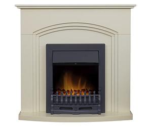 Adam Truro Fireplace in Cream with Blenheim Electric Fire in Black, 41 Inch, 1kW & 2kW Heat Output with Coal Bed & LED Flame Effect, Manual Control with Thermostat
