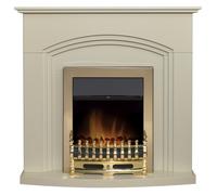 Adam Fires & Fireplaces Truro Electric Fireplace Suite With Brass Inset Fire Ivory