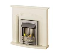 Adam Fires & Fireplaces Truro Electric Fireplace Suite With Brushed Steel Inset Fire Ivory