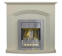 Adam Truro Fireplace in Cream with Helios Electric Fire in Brushed Steel, 41 Inch