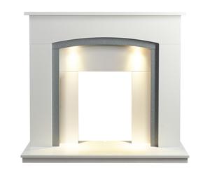 Adam Tuscany Fireplace in Pure White & Grey