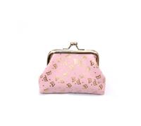 Adam Victor Glitter Butterflies Design Women's Small Coin Purse, Change Purse, Coin Bag with Kiss Lock, Mini Coin Purse, Cute Glitter Butterfly Bag Gifts Purses Wallets Party Favors, Pink, Pink