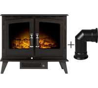 Adam Woodhouse Electric Stove in Black with Angled Stove Pipe