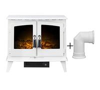 Adam Woodhouse Electric Stove in Pure White with Angled Stove Pipe in Pure White